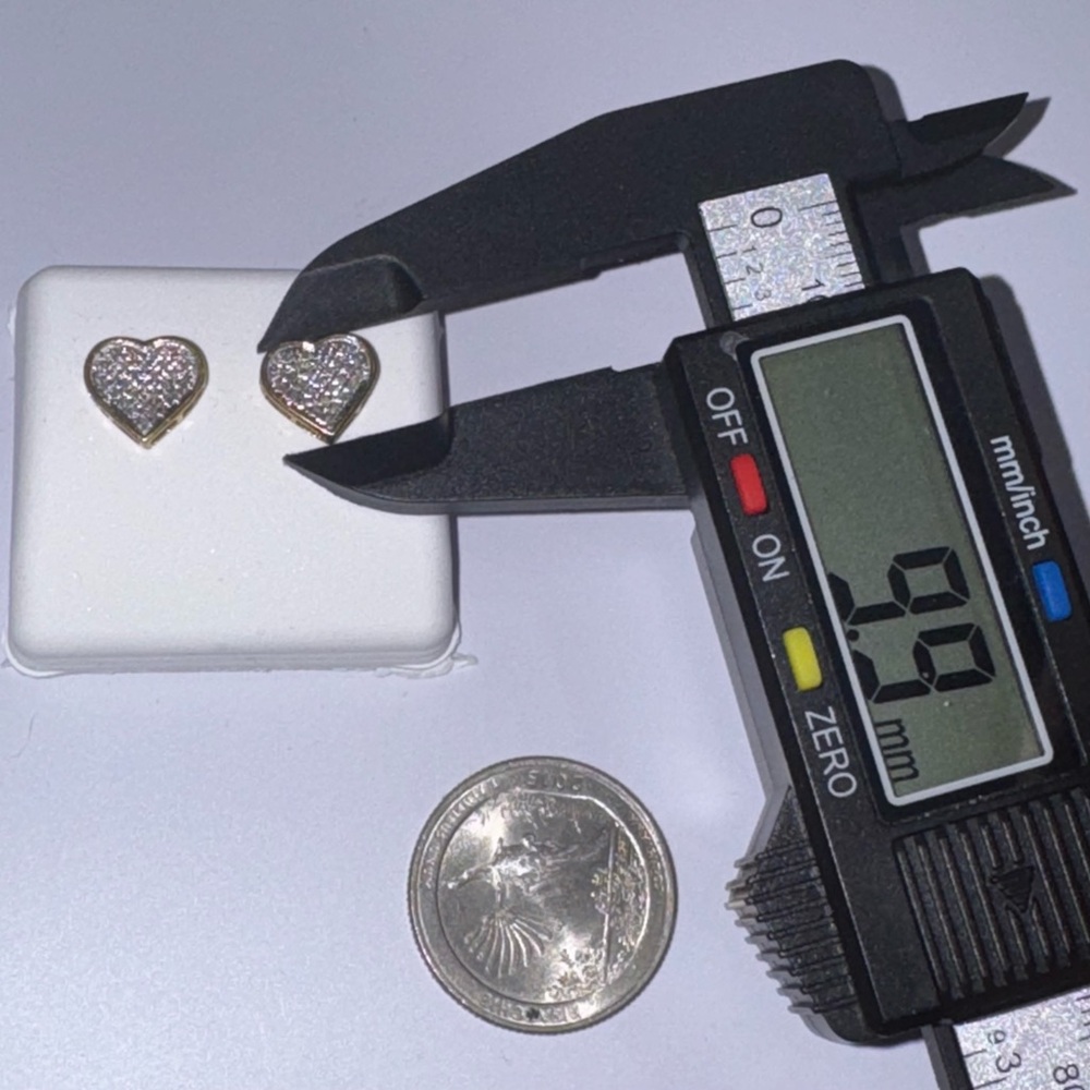 Real Diamond Heart Screw Back Earrings,  100% natural diamonds, Gift for Her WOW - Picture 3 of 6